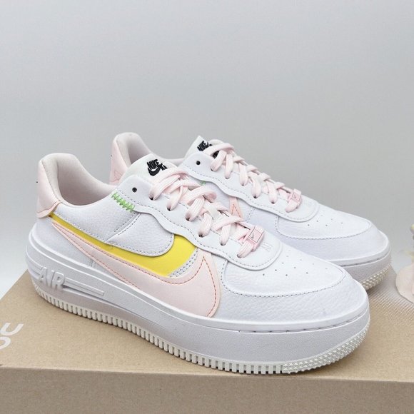 Nike Shoes - Nike Air Force 1 PLT.AF.ORM Low Top Sneaker White/ Pink/ Yellow Womens US 9.5